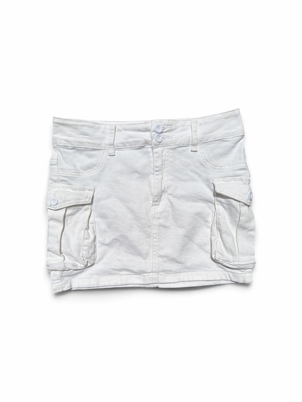 White Cargo Mini Skirt with Pocket Details